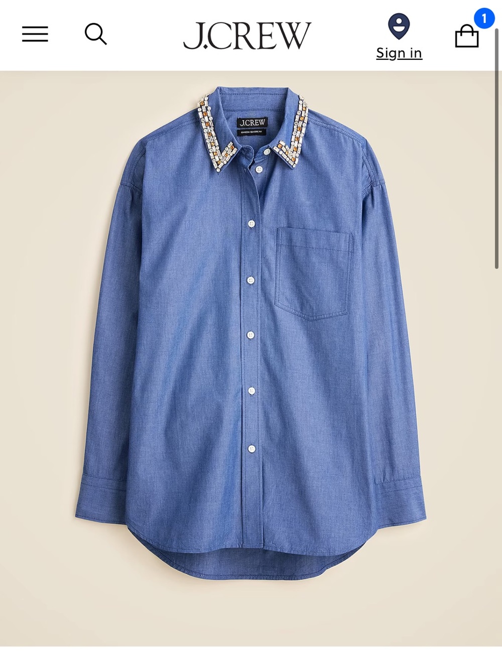 J. Crew Embellished Collared Button-Down Shirt in Blue
